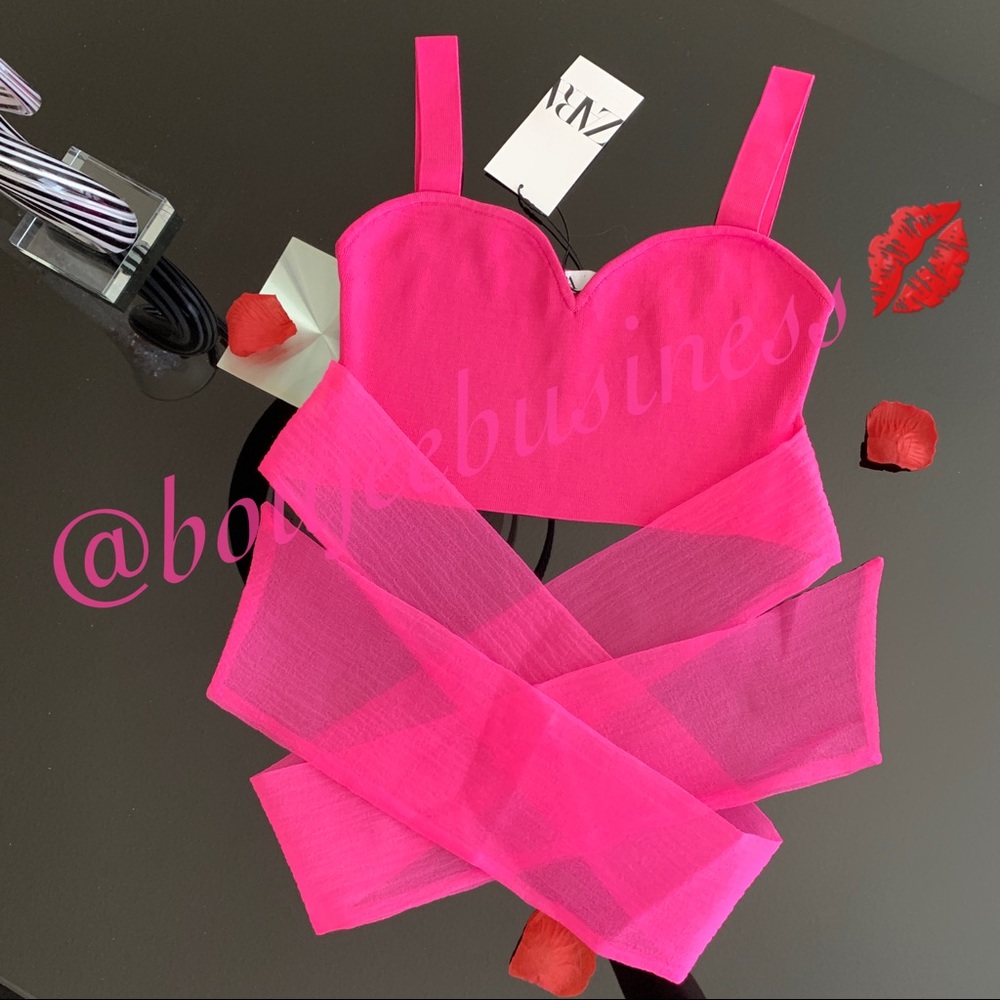 ZARA Organza Tied Crop Top - Picture 11 of 16